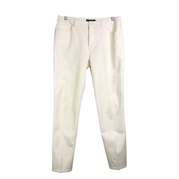 Peace Of Cloth Pants Womens Size 8 White Stretch Straight Cut Flat Front - Picture 1 of 7
